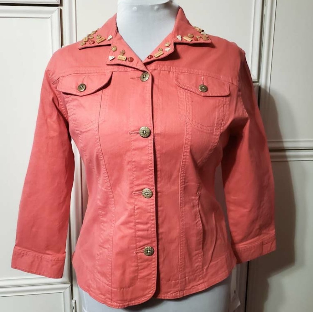 Hearts of Palm south beach coral denim jacket